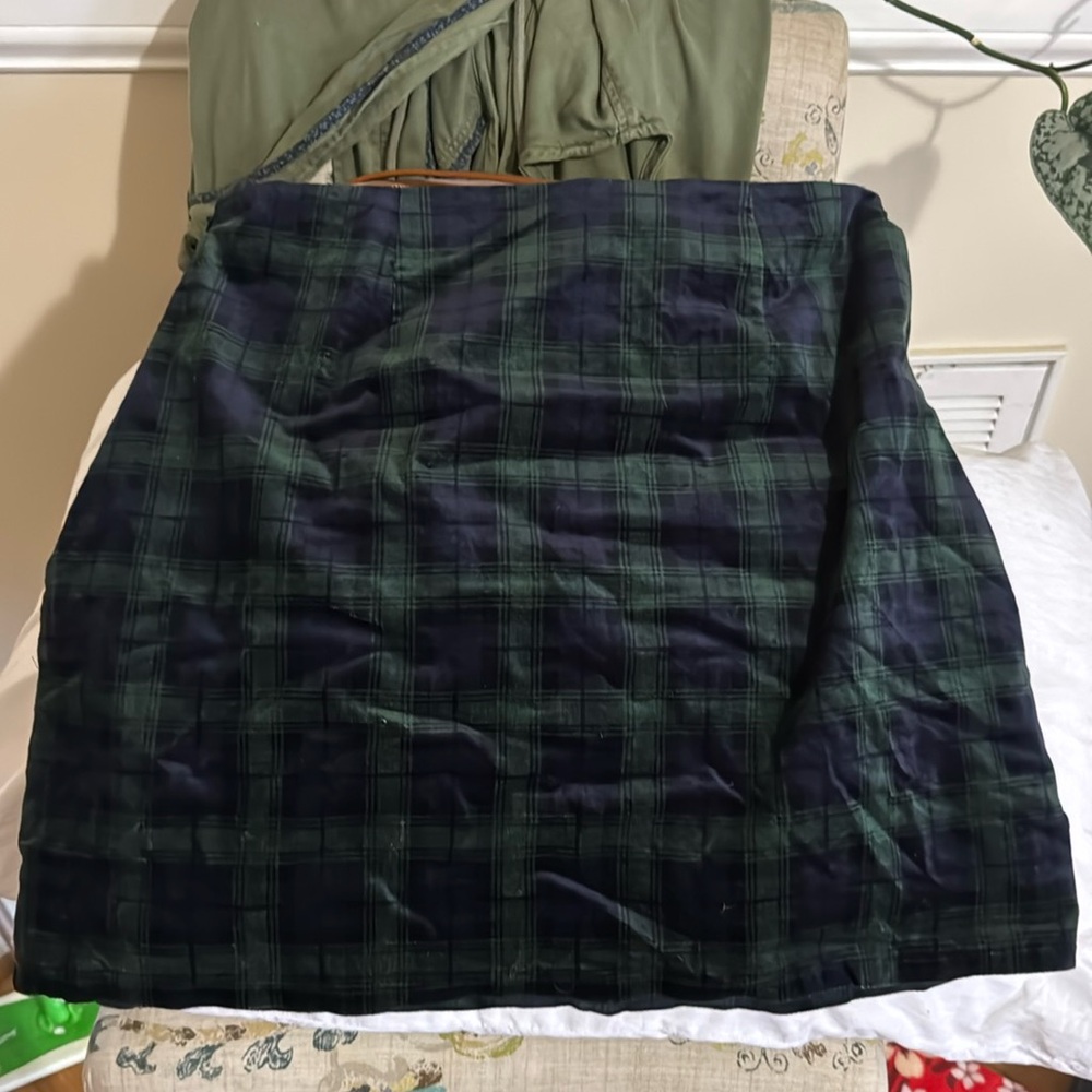 Blue and green plaid skirt